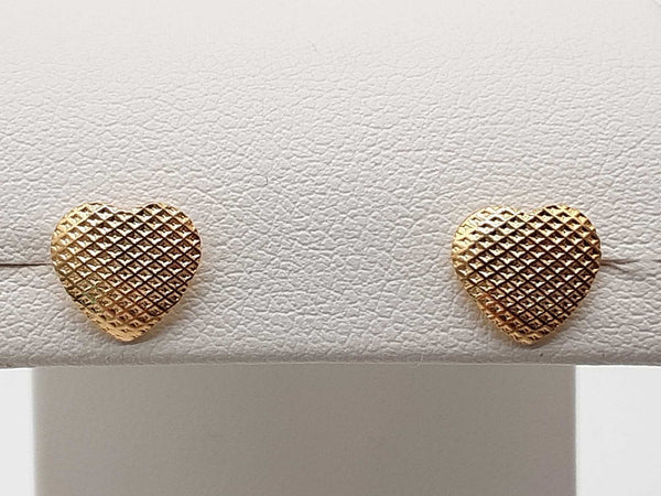 18k Yellow Gold 1.2g Heart Stud Earrings Do0425sxde