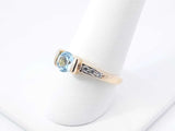 Blue Topaz & Cubic Zirconia Ring In 14k Yellow Gold. 3.8 Grams Size 8 Fw0126oxdu