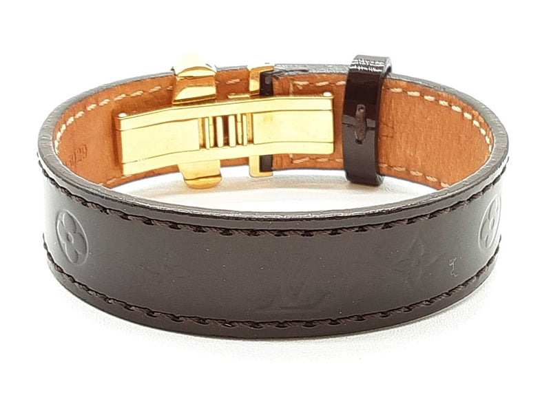 Louis Vuitton Brown Monogram Vernis Patent Leather Bracelet 6.25 In Do1025crde