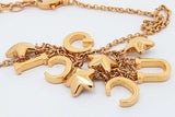Gucci Script Logo Crystal Star Gold-tone Necklace 16 Inch Eb1225wxzsa