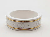 Gucci Icon Gg White Ceramic 18k Yellow Gold Ring Size 6.75 Do1225rrxde