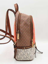 Michael Kors Rhea Small Zip Backpack In Signature Logo Coated Canvas Fw0326czsa