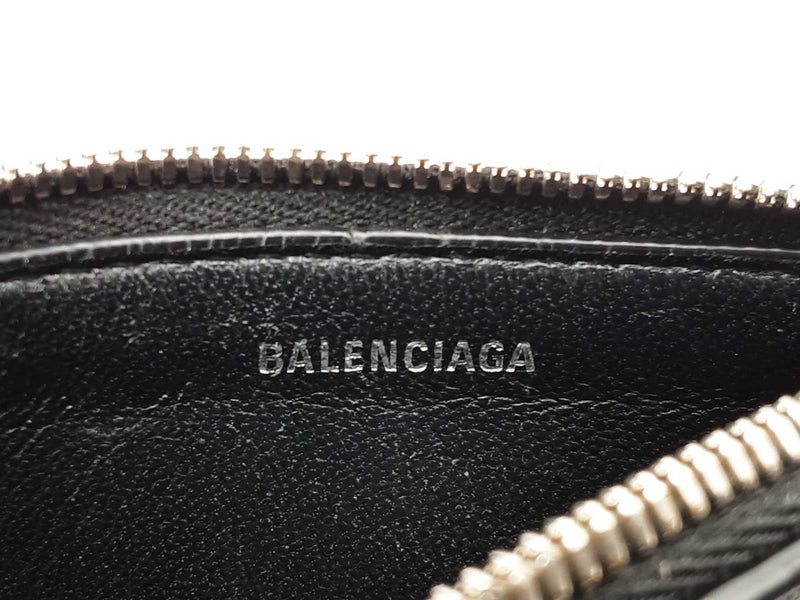 Balenciaga Cash Coin And Card Holder In Black Grained Leather Fw0725lzxdu