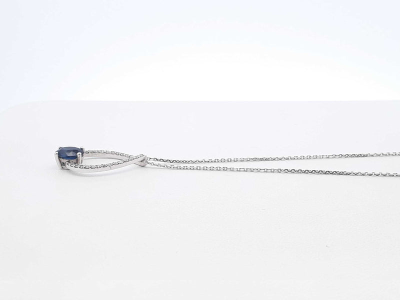0.50 Cttw Blue Diamond & 14k White Gold Necklace 3.4 Grams 16 Inches Fw0325lxidu