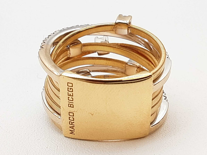 Marco Bicego Goa 7 Strand Diamonds 18k Two Tone Gold 11.6g Ring Size 6 Do0425ixzde