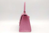 Balenciaga Hourglass Pink Crocodile Embossed Leather Top Handle Bag Eb1026pxzsa