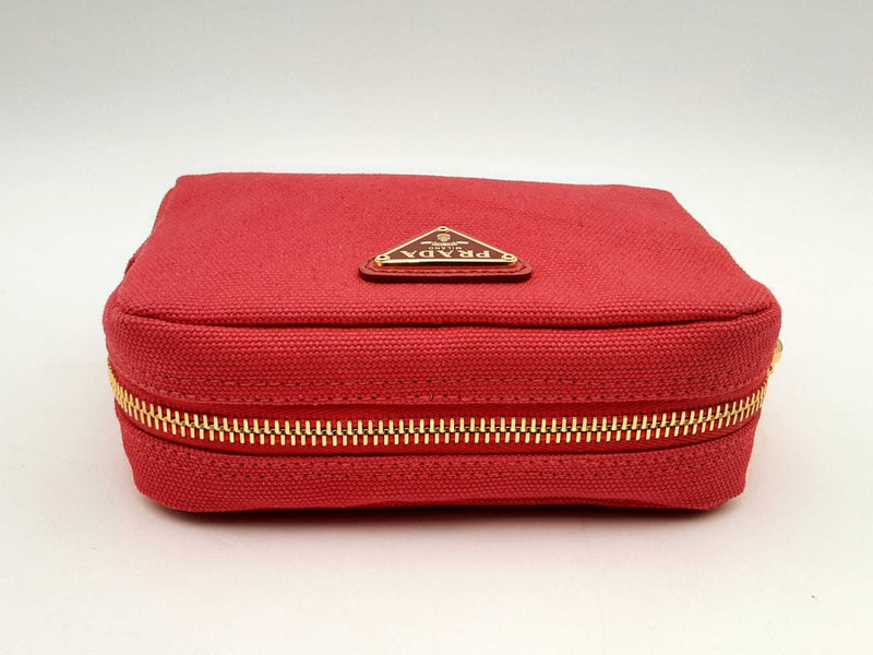 Prada Necessaire Red Canvas Clutch Fw1124lxzsa