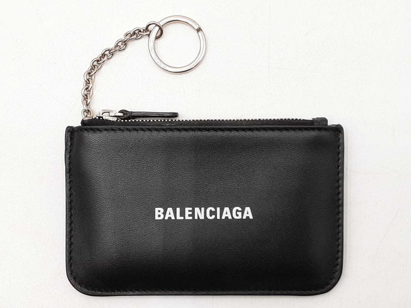 Balenciaga Cash Coin And Card Holder In Black Grained Leather Fw0725lzxdu