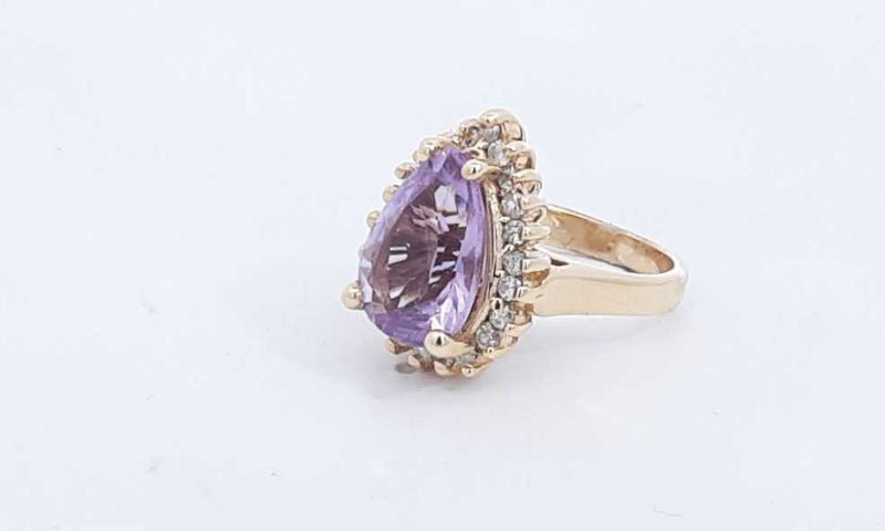 14k Yellow Gold Amethyst Ring With Diamonds Size 3.75 8.39 Grams Eb1123owxsa