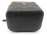 Chanel Mini Vanity Black Caviar Leather Chain Crossbody Case Do0825lrxzde