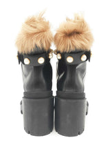 Gucci Magnum Fur & Faux Pearl Boots In Black Leather Size Eu 35 Fw0825exdu