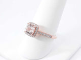Morganite & Diamond Halo Engagement Ring In 10k Rose Gold 2.6 Grams Size 8.25 Fw0426lcrdu