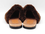 Gucci Lawrence Mules In Gg Monogram Suede & Faux Fur Size 12 Fw0926lxzdu