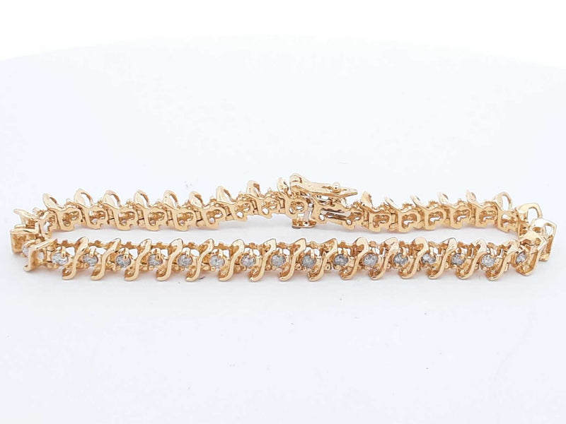 Diamond Tennis Bracelet In 14k Yellow Gold 13.4 Grams 6.75 Inch Eb0924ixzdu