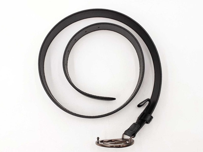 Gucci Interlocking G Buckle & Black Gg Supreme Coated Canvas Belt Fw0725ozxdu