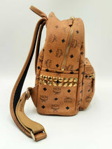 Mcm Stark Visetos Side Studs Backpack In Cognac Fw1124ocrdu