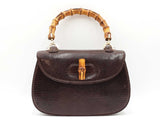 Gucci Bamboo 1947 Top Handle Bag In Dark Brown Lizard Skin Leather Fw0526prxdu
