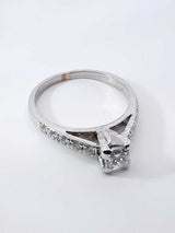 0.91 Ctw Diamond & 18k Gold Cathedral Engagement Ring 4.6g Size 7.75 Fw0426ezxdu
