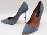 Philip Plein Destroyed Decollete Blue Denim Skull Heels Size Eu 39 Do0426crde