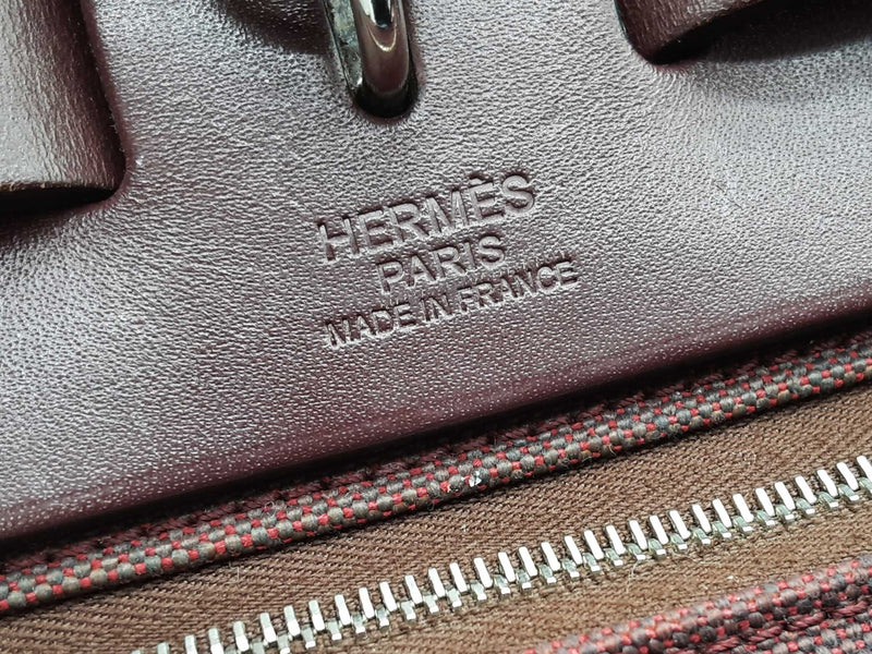 Hermes Herbag 31 Prune Red Purple Militaire Canvas Leather Bag Do0525exzde