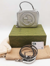 Gucci Blondie Metallic Silver Leather Top Handle Bag Eb1225llxzde