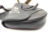Christian Dior Black Grained Leather Saddle Bag Do0725loxzde