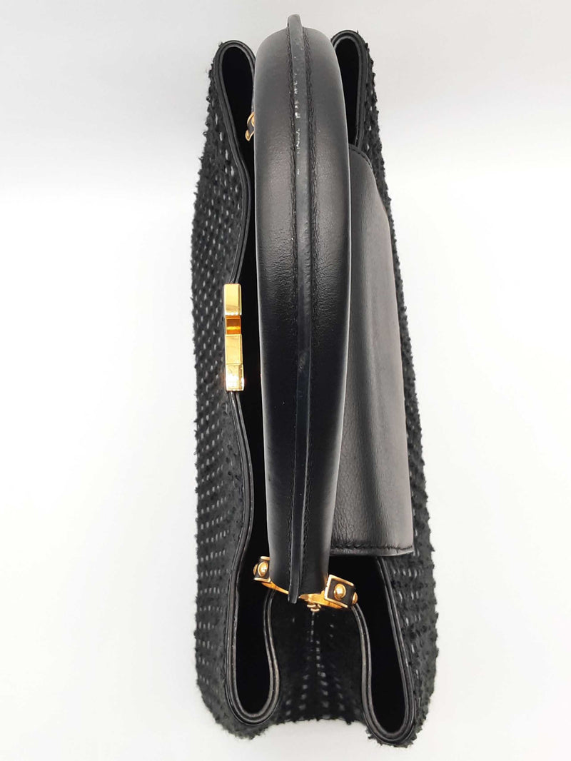 Louis Vuitton Capucine Black Tweed Patent Leather Handbag Do0625ooxzde