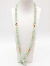 14k Yellow Gold Green Dyed Jade Beads 99.7g Necklace 30 In Do1224wxzxde