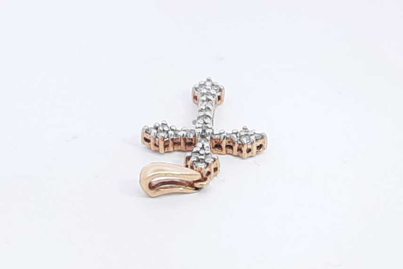 Approx. 0.24ctw Diamond Cross Pendant In 10k Yellow Gold 1.1 Grams Eb1124prsa