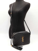Yves Saint Laurent Lou Camera Bag In Black Matelassé Leather Fw07260owxdu