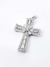 0.98 Cttw Diamond & 10k White Gold Cross Pendant 3.5 Grams Fw0726orzdu