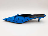 Balenciaga Knife Mules Logo Blue Satin Heels Size Eu 38 Do0725pxde