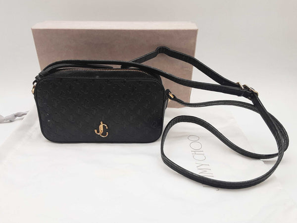 Jimmy Choo Palace Black Logo Leather Crossbody Bag Do0925rxde