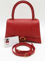 Balenciaga Red Leather Hourglass Top Handle Bag Eb0626rxzde