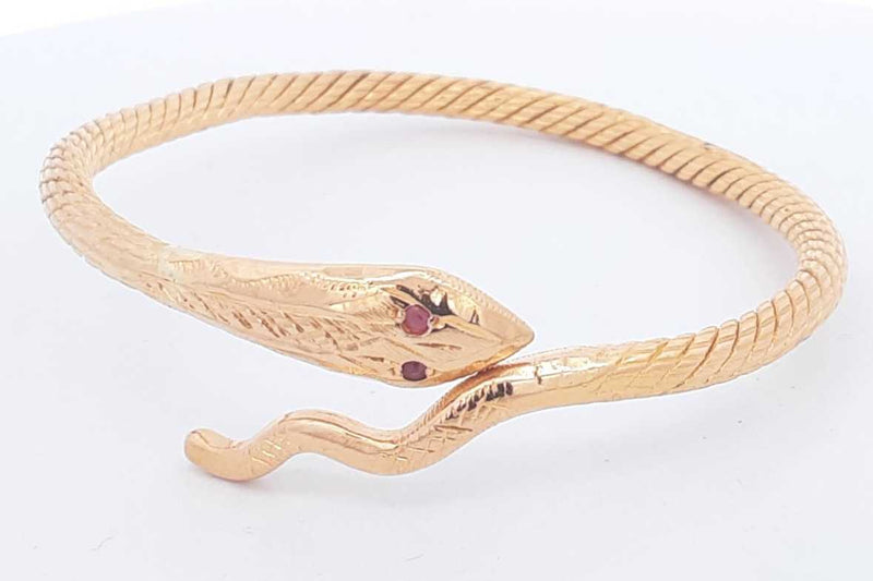 Snake Bangle Bracelet In 18k Yellow Gold 46.2 Grams Eb0824lixzsa