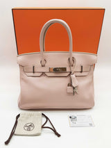 Hermes Birkin 30 Rose Dragee Pale Pink Swift Palladium Handbag Do1225llxzxde
