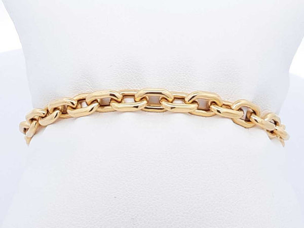 18k Yellow Gold Hollow Chain Link Bracelet 4.6 Grams 7 Inch Fw0225orxdu