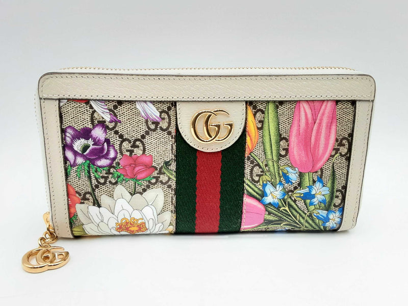 Gucci Gg Ophidia Floral & Ivory Zip-around Wallet Fwwcrsa