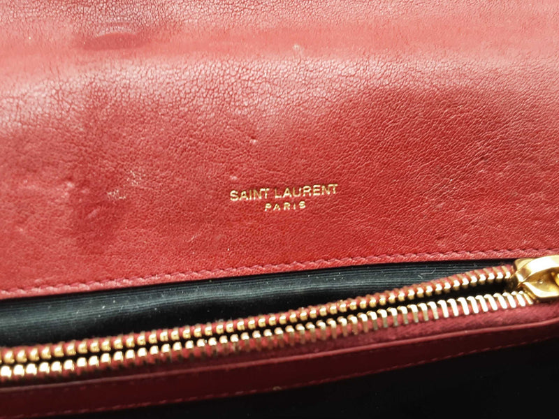 Ysl Yves Saint Laurent Sheepskin Matelasse Monogram Red Crossbody Sd0825ezxde