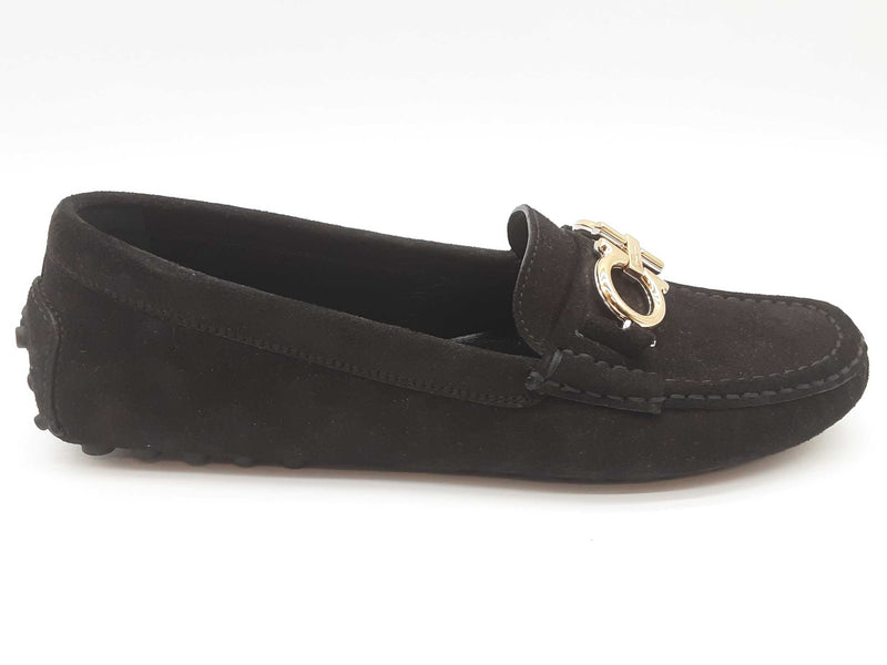 Salvatore Ferragamo Black Suede Loafers Size Us 7c Do0525