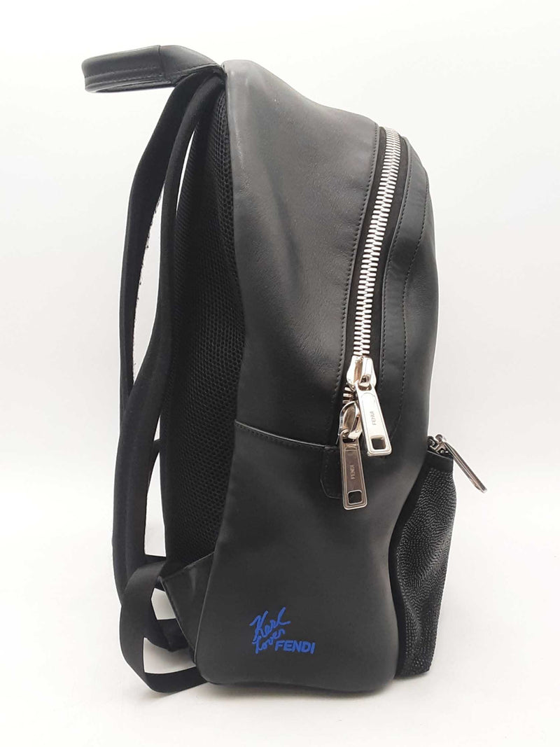 Fendi Karlito Karl Lagerfeld Black Leather Backpack Sd1024orzsa