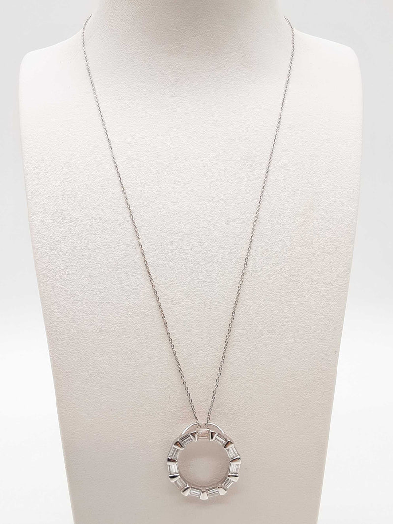 1.20 Cttw Lab Grown Diamonds 0.925 Silver 5.4g Circle Necklace 19 In Do0325llxde