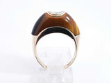 Tiger's Eye & Diamond Inlay Ring In 10k Yellow Gold 4.6g Size 6.5 Fw0426lexdu