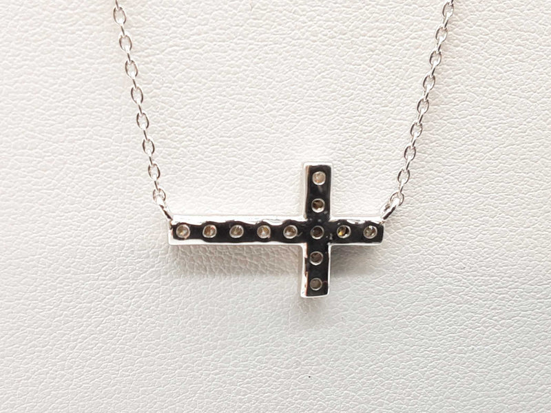 0.45 Cttw Lab Grown Diamonds 0.925 Silver 3.4g Sideways Cross Necklace 20 In Do0725ride