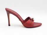 Gucci Gg Supreme Peep-toe Mules In Red Canvas & Leather Size 6.5 Fw1026rzdu