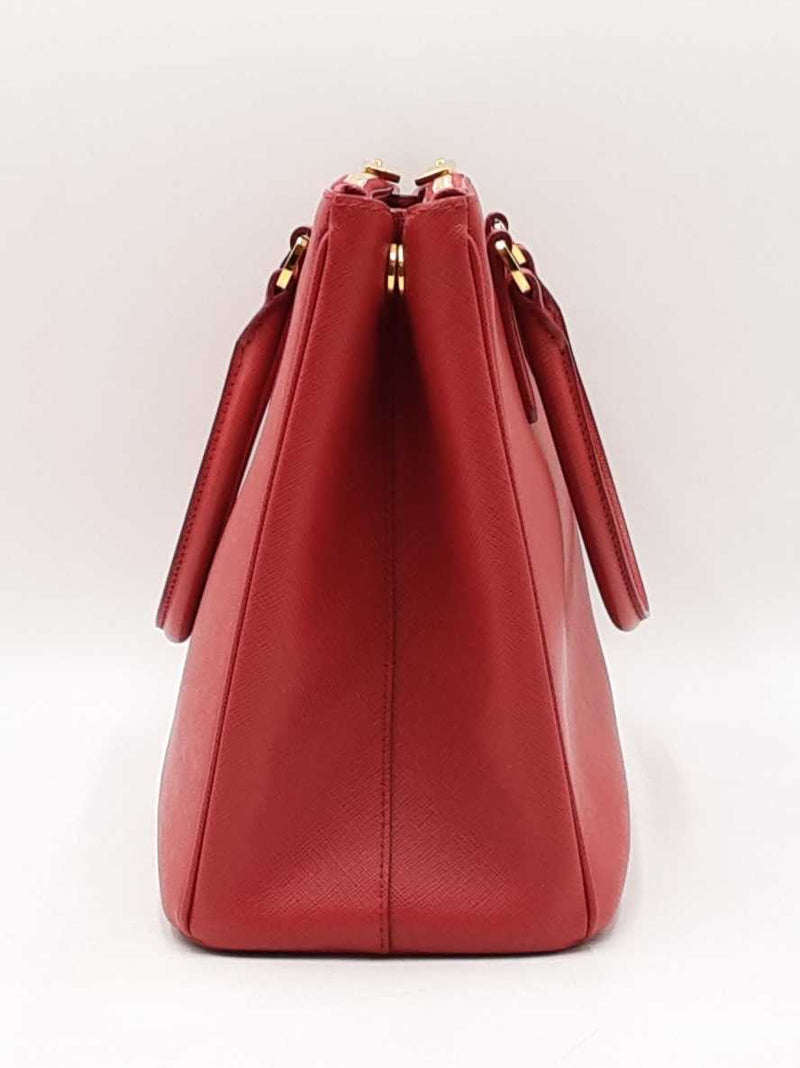 Prada Galleria Double Zip Tote Bag In Red Saffiano Leather Fw0925przdu