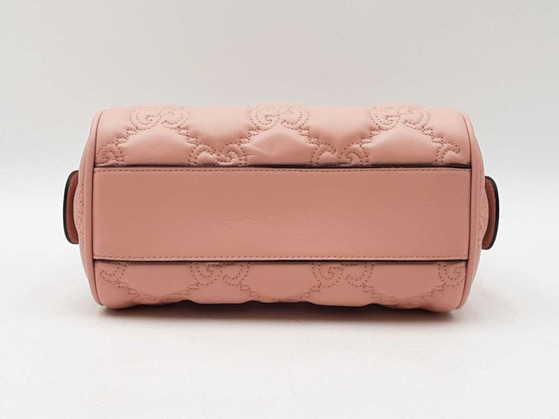 Gucci Mini Convertible Boston Bag In Pink Gg Matelassé Leather Fw1125ixzdu