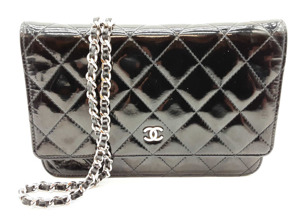 Chanel Wallet On Chain Black Quilted Patent Leather Crossbody Bag Do0825lpcrde