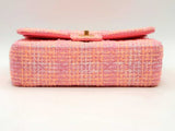 Chanel Classic Medium Tweed Pink Handbag Aa0625rrxzsa