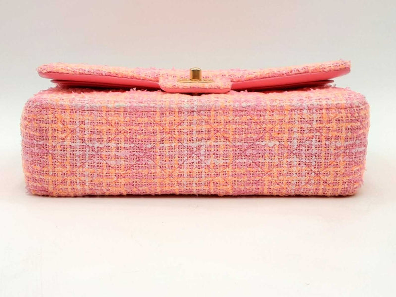 Chanel Classic Medium Tweed Pink Handbag Aa0625rrxzsa